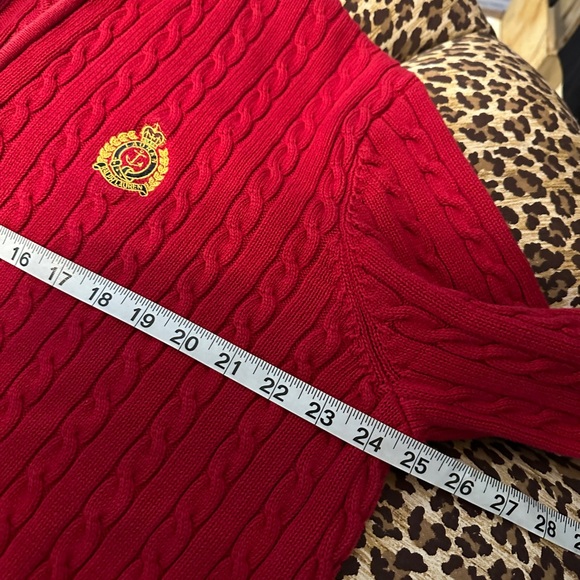 XL Lauren Ralph Lauren Quarter Zip Read Cableknit Sweater Crown Polo Logo - Picture 4 of 4
